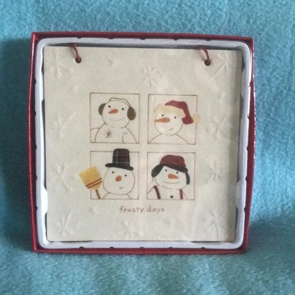 Hallmark “Frosty Days” ceramic crackle art wall hanging NEW in box